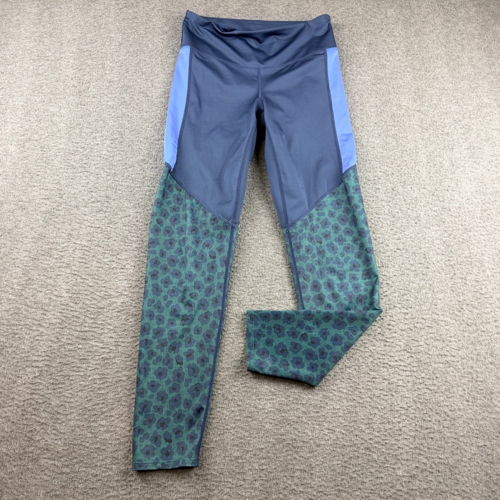 JoyLab Women's S Small Colorblock Leopard Print Leggings Navy Blue Green